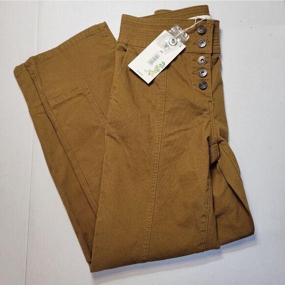 Chelsea & Violet Stretch High Rise Button Fly Front Pants Mustard Chartreuse NEW - Picture 7 of 12